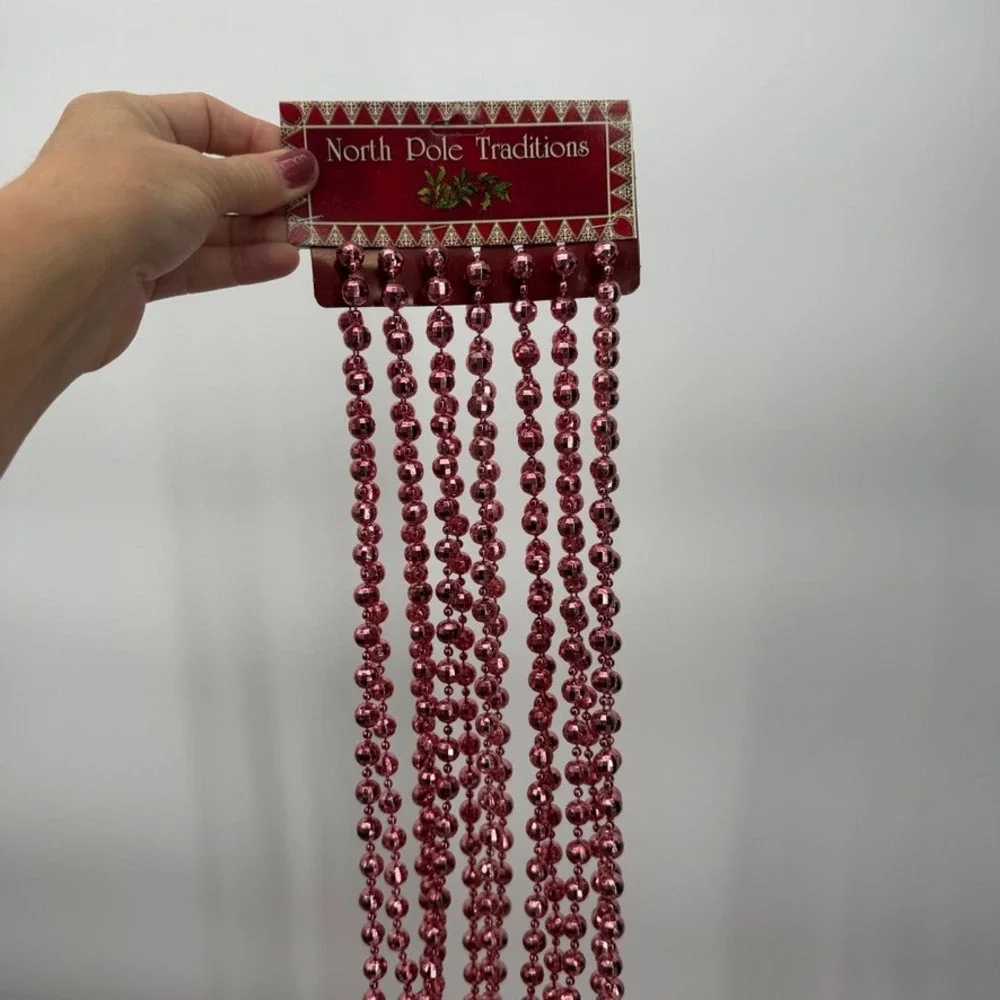 Beaded Garland Strands VTG Pink Metallic VTG Christmas Time Holiday Mixed LOT